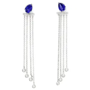 Pear Tanzanite Chandelier Earrings with Diamonds 14K 1.78ctw