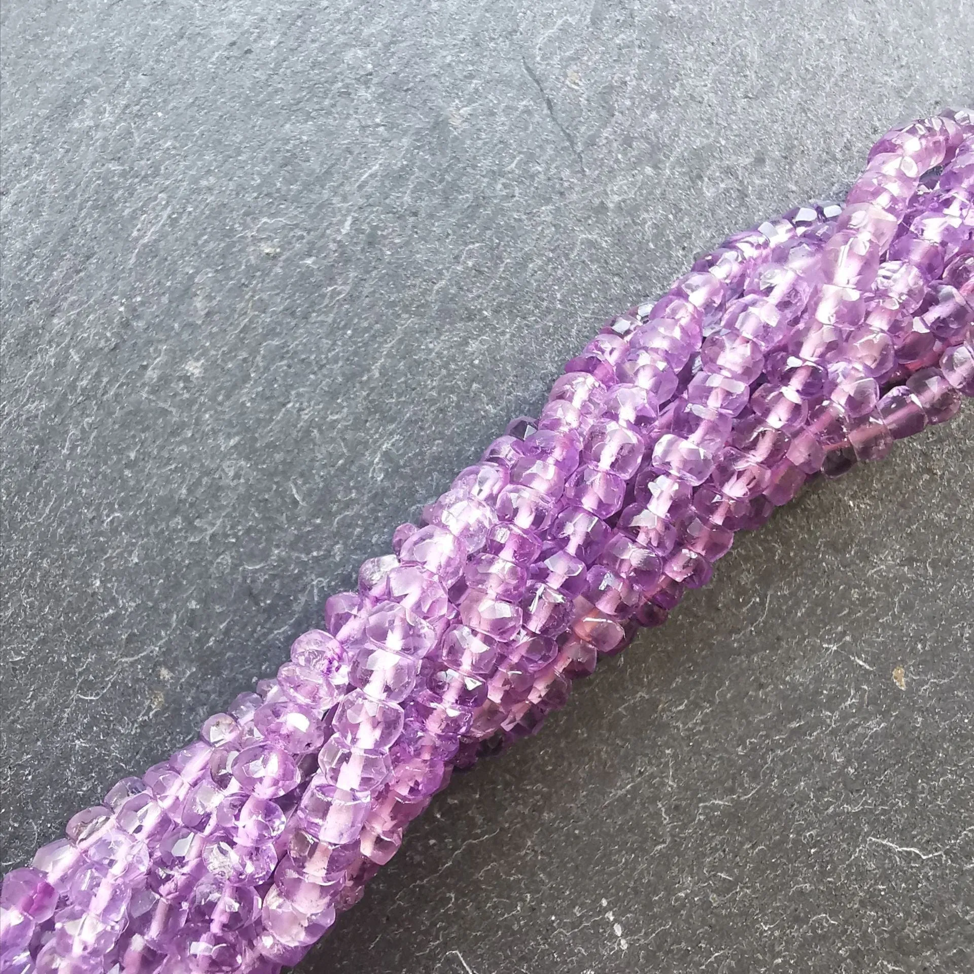 Pink Amethyst 4mm Faceted Rondelle Beads 15" Strand