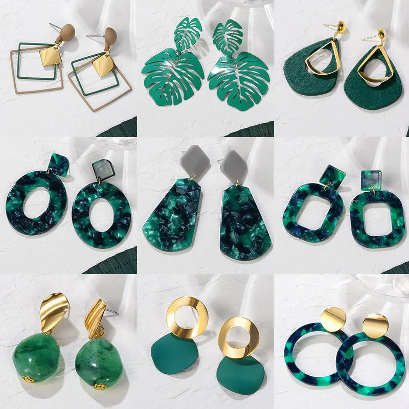 POXAM New Korean Statement Earrings for women Green Cute Arcylic Geometric Dangle Drop Gold Earings Brincos 2020 Fashion Jewelry