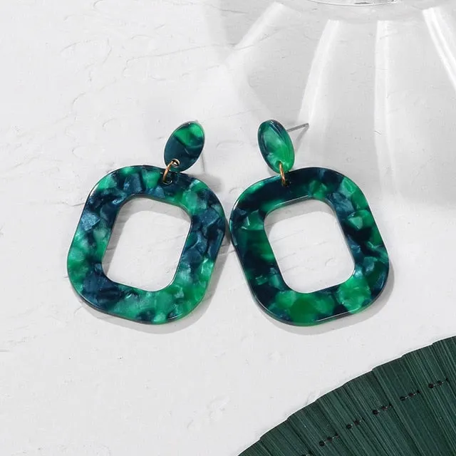 POXAM New Korean Statement Earrings for women Green Cute Arcylic Geometric Dangle Drop Gold Earings Brincos 2020 Fashion Jewelry