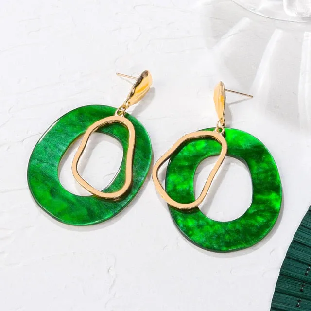 POXAM New Korean Statement Earrings for women Green Cute Arcylic Geometric Dangle Drop Gold Earings Brincos 2020 Fashion Jewelry