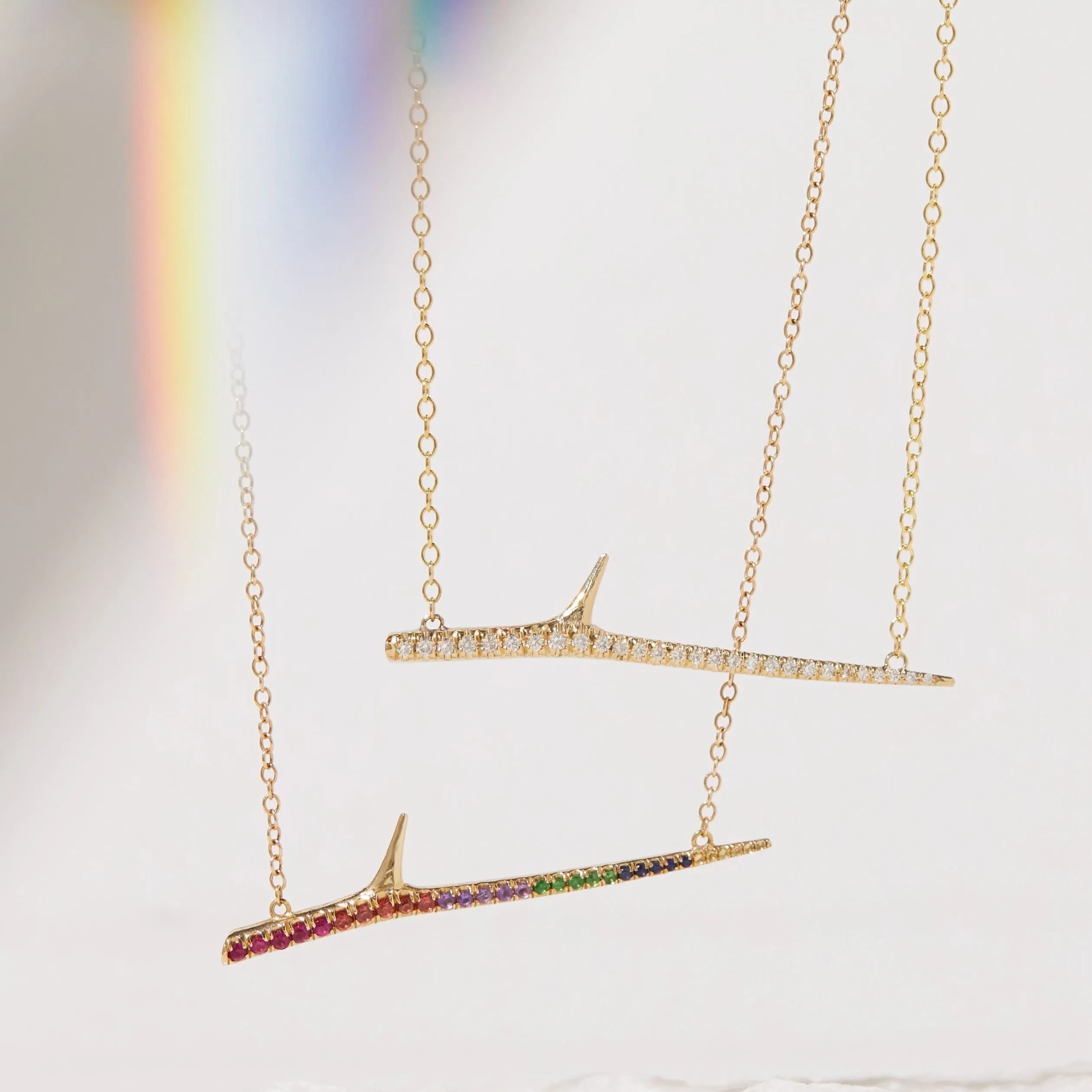 Rainbow Horizontal Thorn Necklace