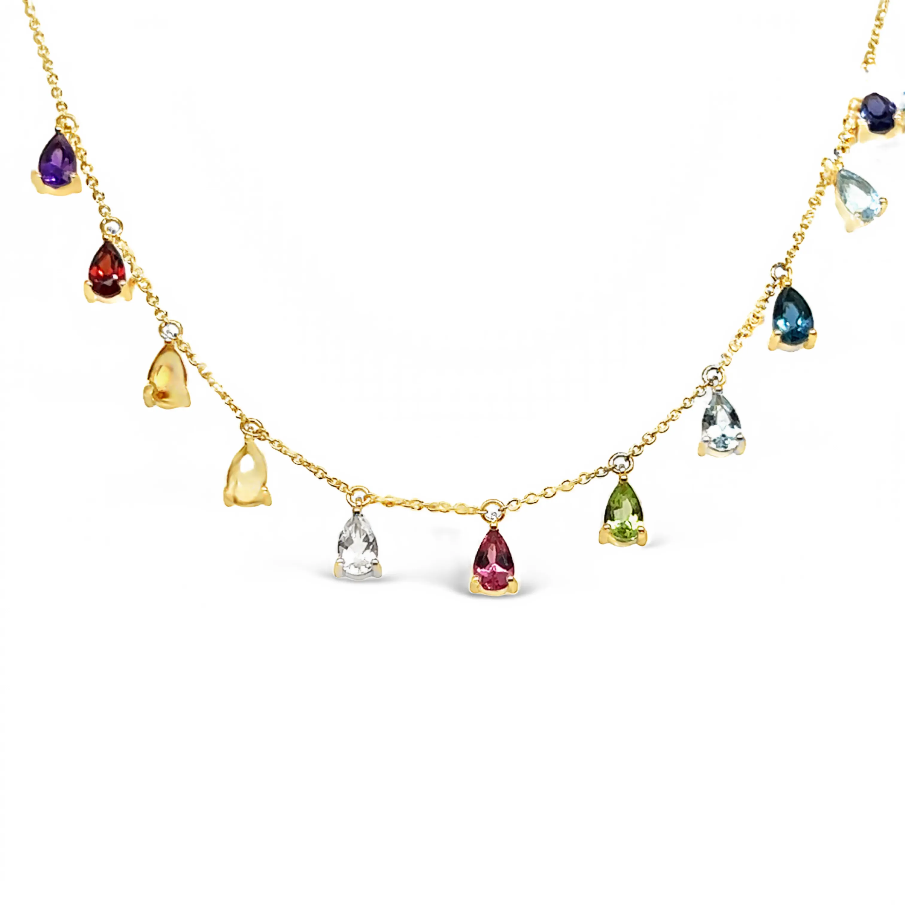 Rainbow Pear Shaped Gem Necklace