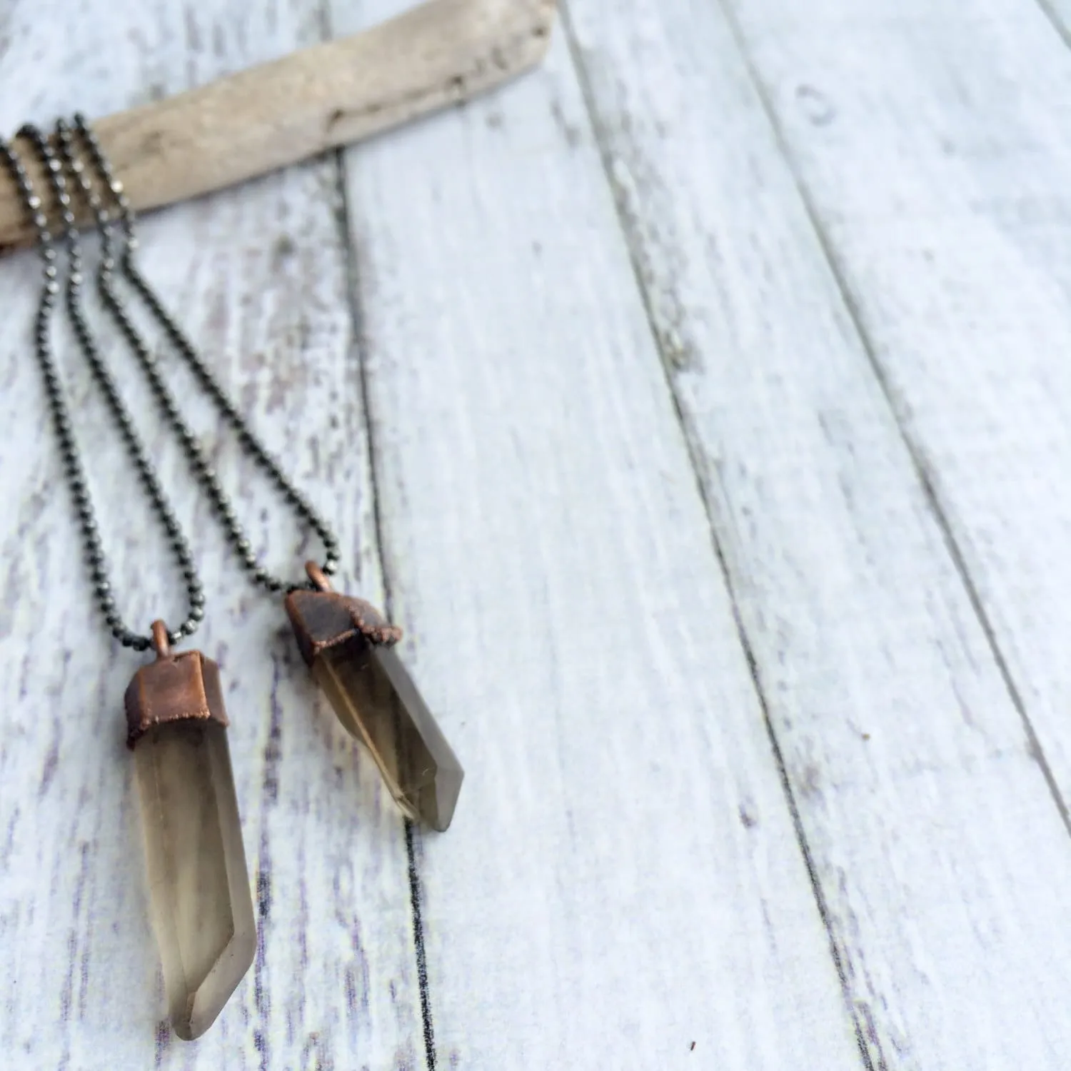 Raw smokey quartz necklace | Raw quartz necklace