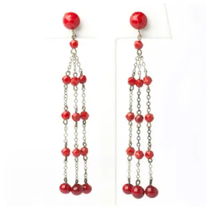 Red Bead Chandelier Earrings