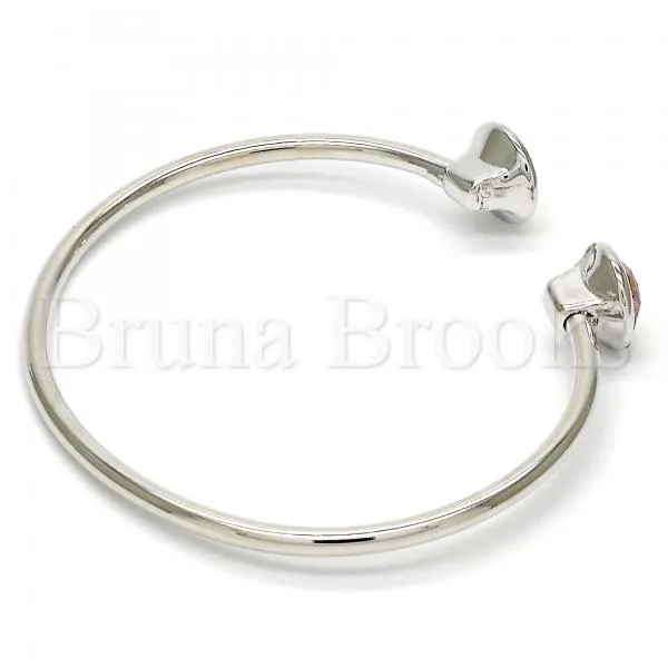 Rhodium Plated Individual Bangle, with Swarovski Crystals, Rhodium Tone