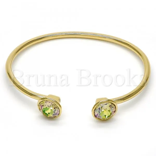 Rhodium Plated Individual Bangle, with Swarovski Crystals, Rhodium Tone