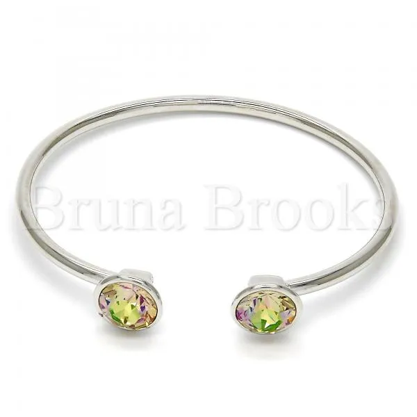 Rhodium Plated Individual Bangle, with Swarovski Crystals, Rhodium Tone