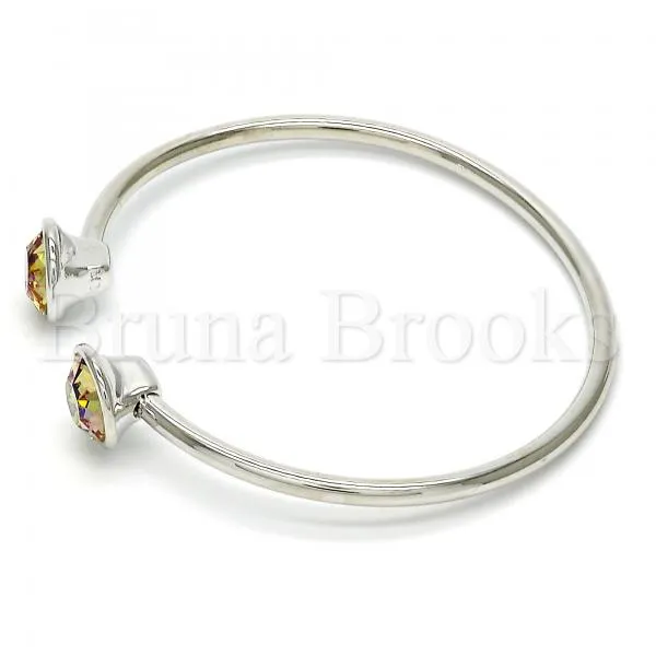 Rhodium Plated Individual Bangle, with Swarovski Crystals, Rhodium Tone