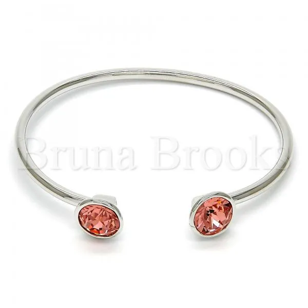 Rhodium Plated Individual Bangle, with Swarovski Crystals, Rhodium Tone