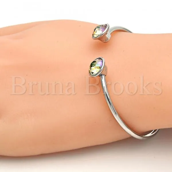 Rhodium Plated Individual Bangle, with Swarovski Crystals, Rhodium Tone