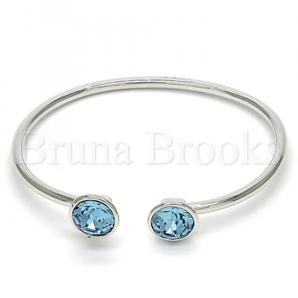 Rhodium Plated Individual Bangle, with Swarovski Crystals, Rhodium Tone