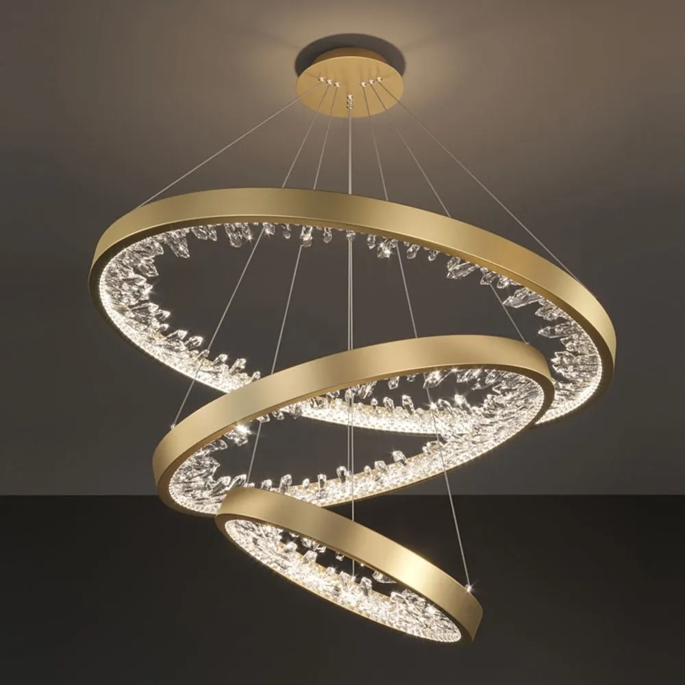 Ring Design Modern LED Chandelier Lamp Crystal Living Lighting Dimmable Hotel Lobby Decoration Salon