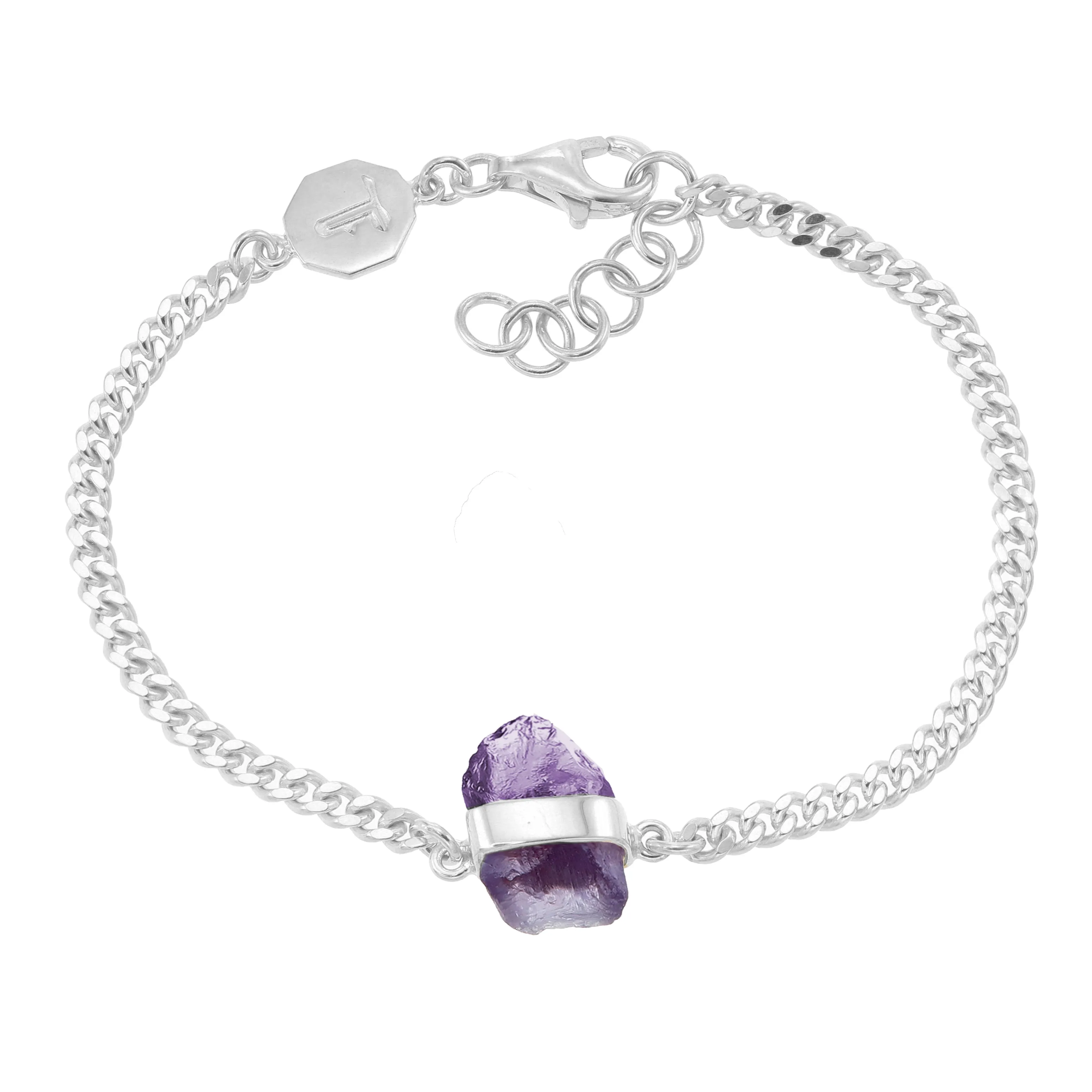 ROUGH GEM CHAIN BRACELET - AMETHYST - SILVER