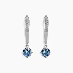 Round Alexandrite Drop Hoop Earrings in Silver - Irosk Australia ®