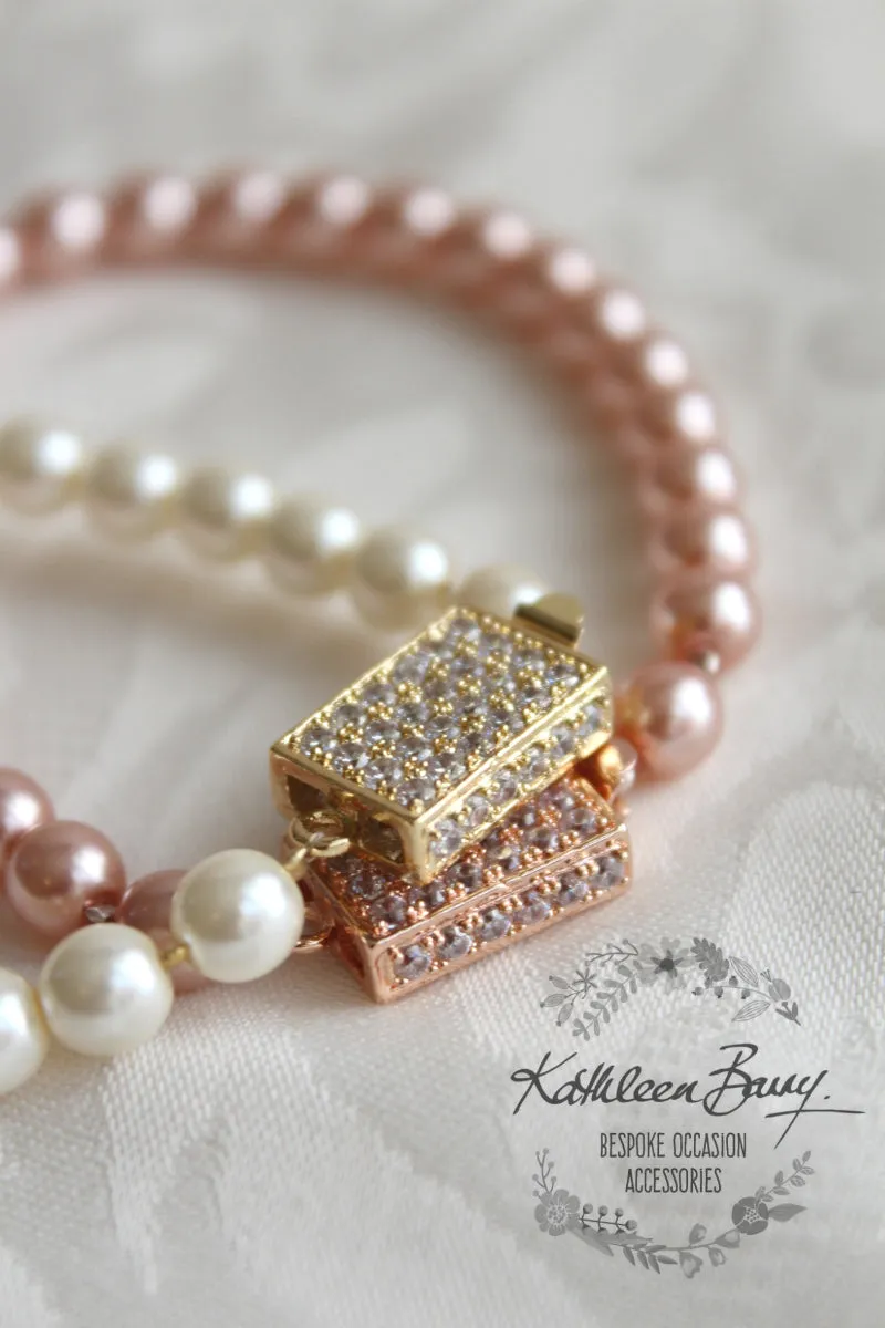 Rozelle single strand pearl bracelet - Available in Gold and Rose gold finish