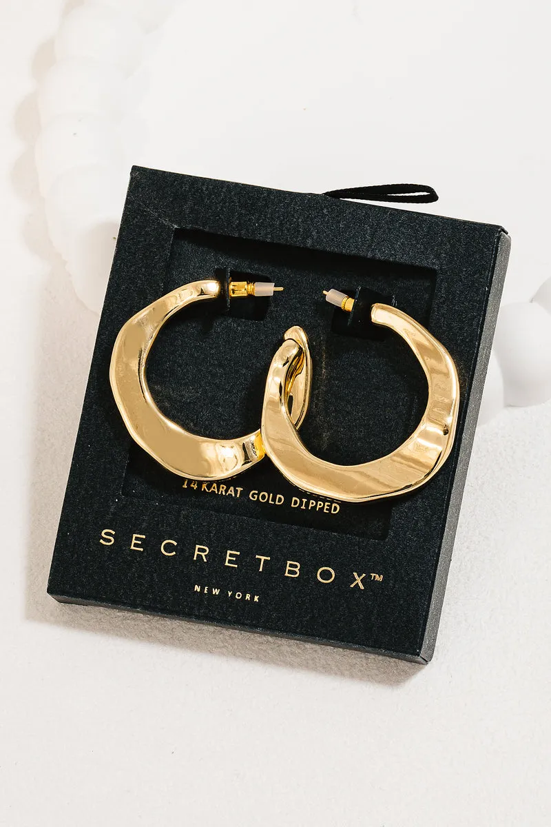 Secret Box Gold Dipped Warped Hoop Earring