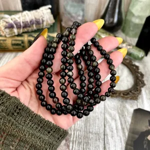 Sheen Obsidian Crystal Beaded Stretch Bracelet