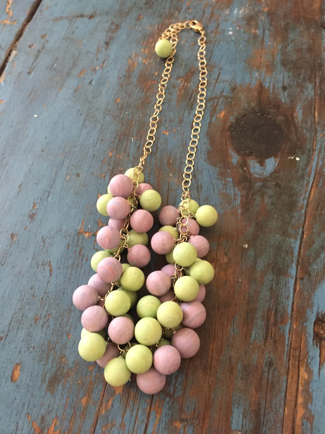 Sherbert Pastel Clustered Vintage Lucite Statement Necklace