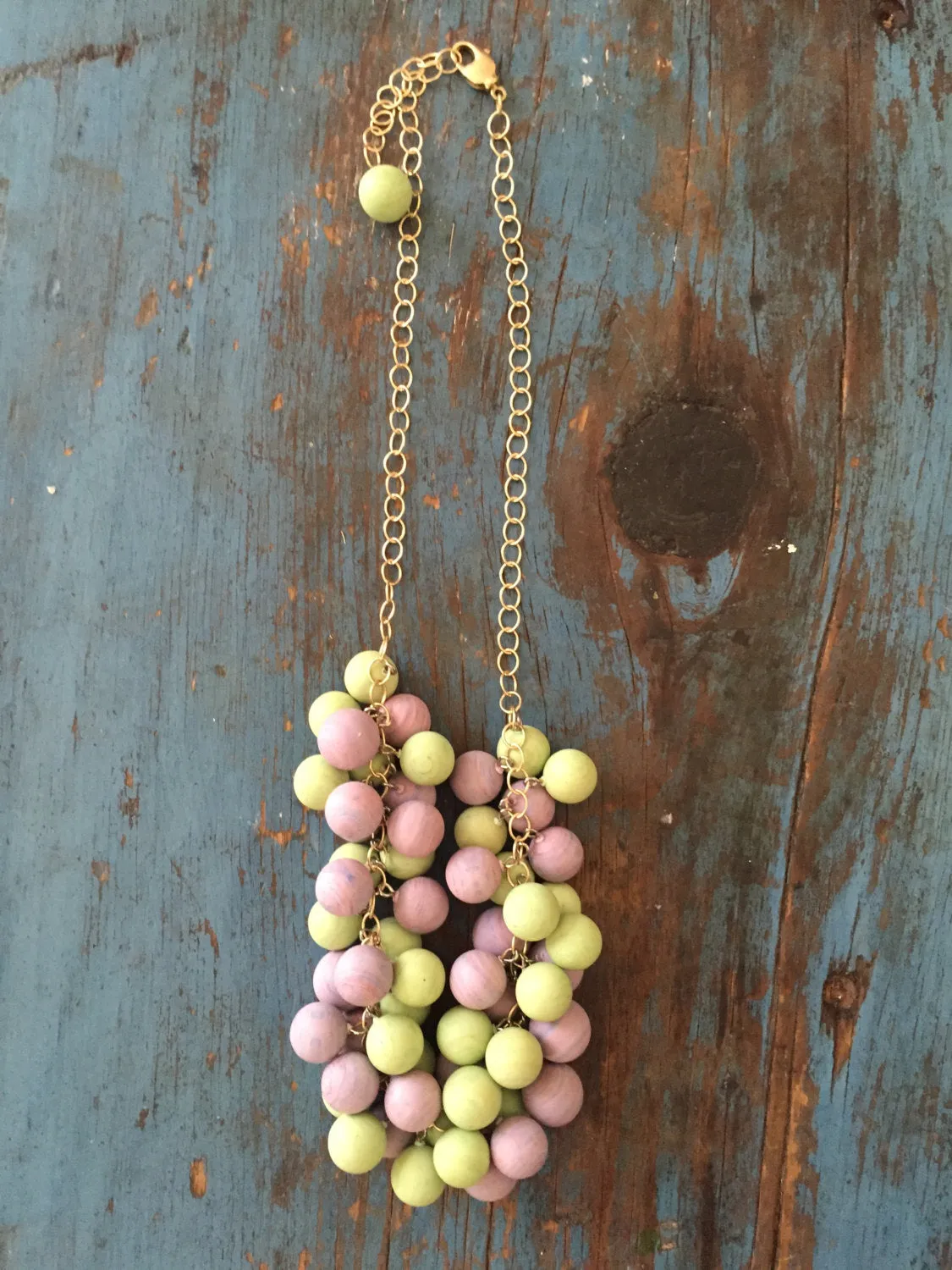 Sherbert Pastel Clustered Vintage Lucite Statement Necklace