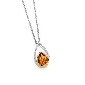 Signature Pear Citrine and Diamond Pendant Necklace