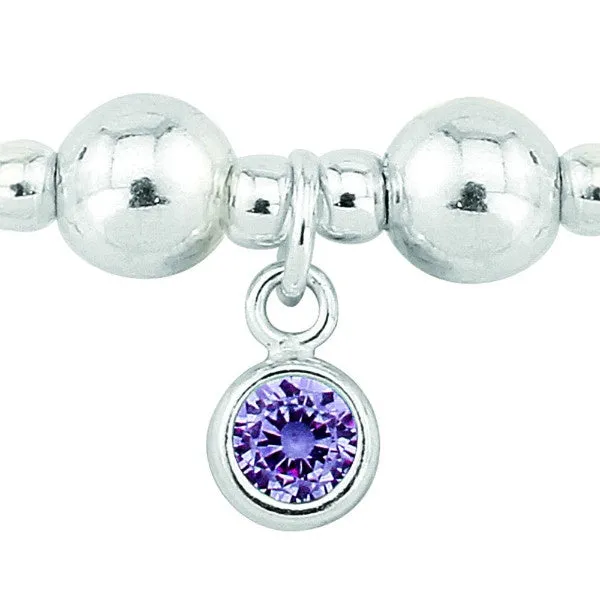 Silver Amethyst CZ February birthstone bracelet