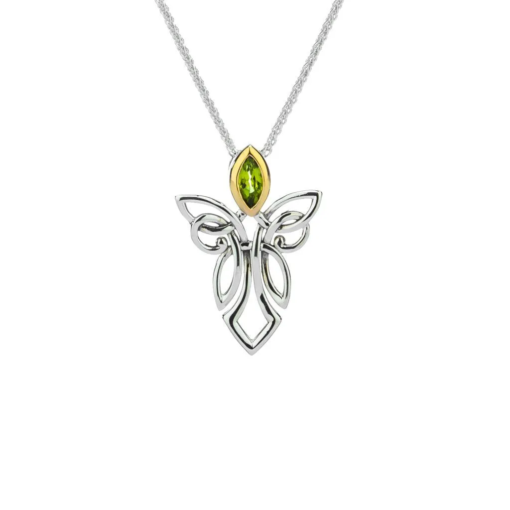 Silver and 10k Gold Guardian Angel Pendant-Amethyst/Topaz/Peridot/Cubic Zirconia