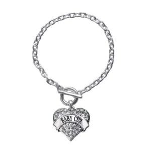 Silver Baby Cuz Pave Heart Charm Toggle Bracelet