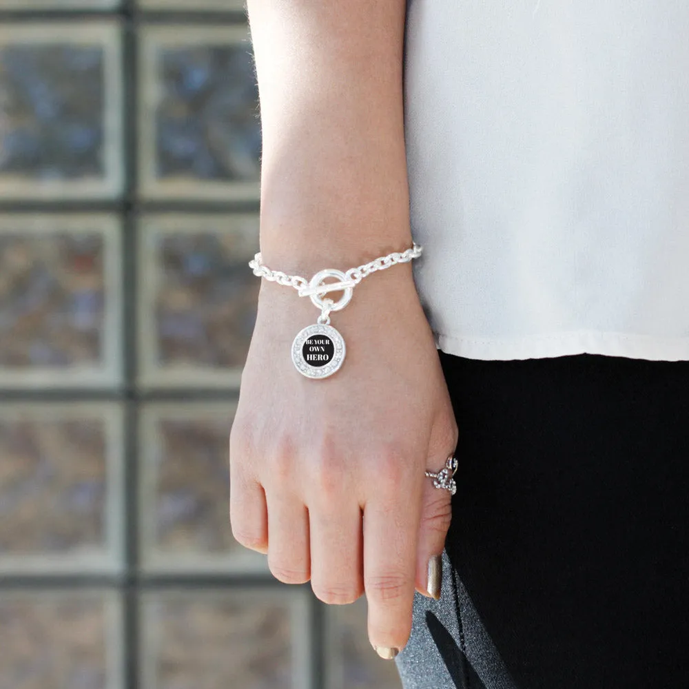 Silver Be Your Own Hero Circle Charm Toggle Bracelet