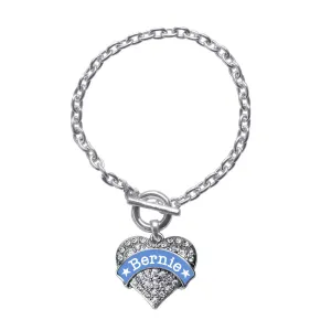 Silver Bernie Supporter Pave Heart Charm Toggle Bracelet