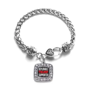 Silver Deplorable Trump Supporter Square Charm Braided Bracelet