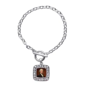 Silver George Washington Square Charm Toggle Bracelet