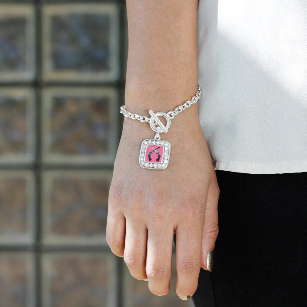 Silver Girls N' Guns Square Charm Toggle Bracelet