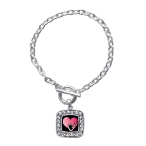 Silver Gma Square Charm Toggle Bracelet