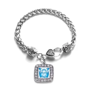 Silver Haunting Ghost Square Charm Braided Bracelet