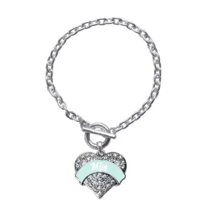 Silver Mint Mija Pave Heart Charm Toggle Bracelet