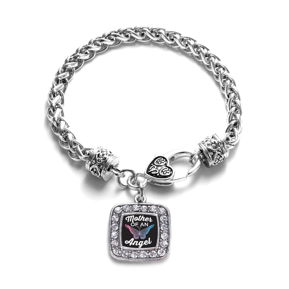 Silver Mother Of An Angel Square Charm Braided Bracelet