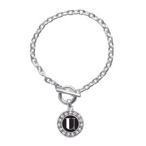 Silver My Vintage Initials - Letter R Circle Charm Toggle Bracelet