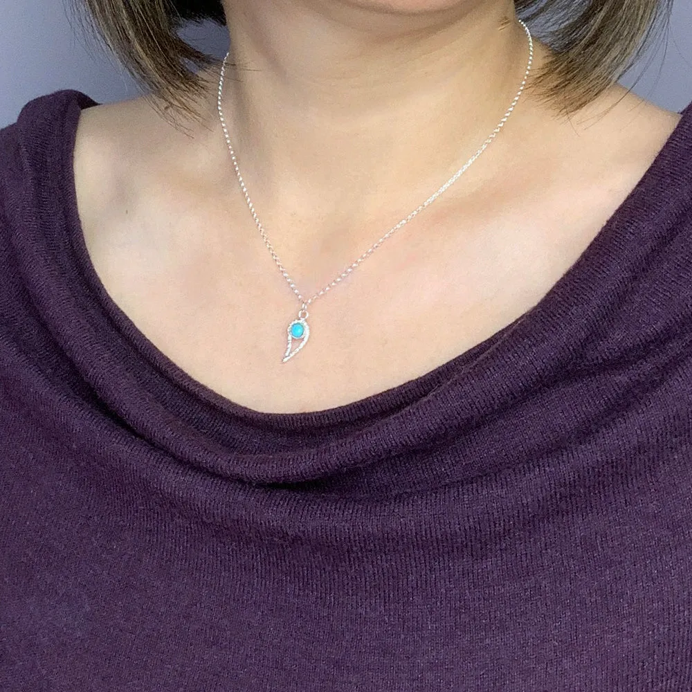 Silver Paisley and Blue Turquoise Necklace