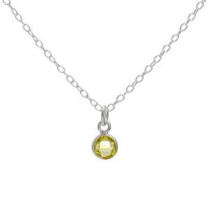 Silver Peridot August Birthstone Necklace