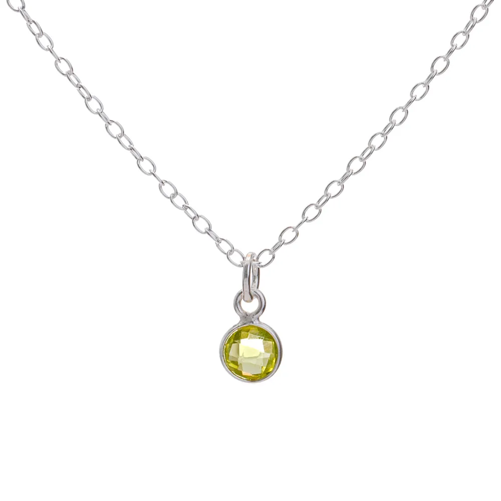 Silver Peridot August Birthstone Necklace