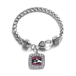 Silver School Counselor Square Charm Braided Bracelet