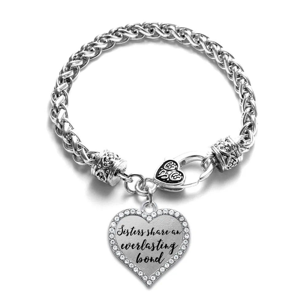 Silver Sister Bond Open Heart Charm Toggle Bracelet