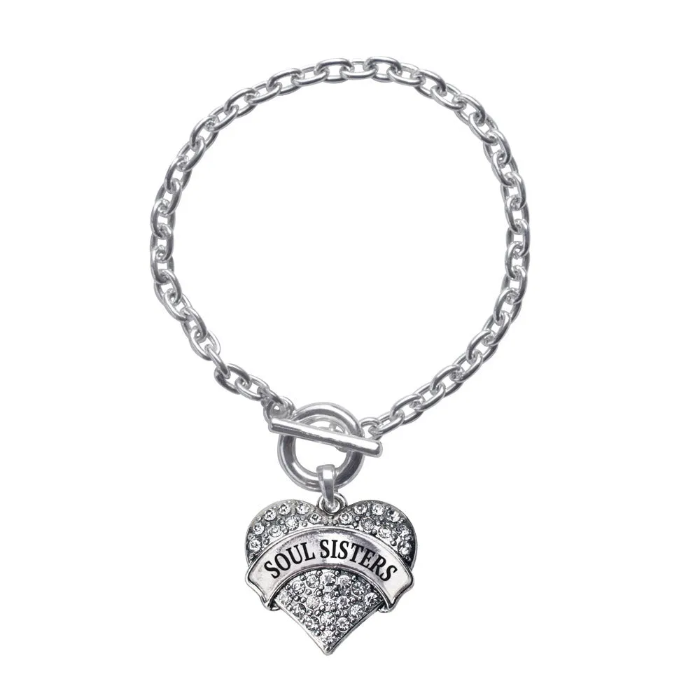 Silver Soul Sisters Pave Heart Charm Toggle Bracelet