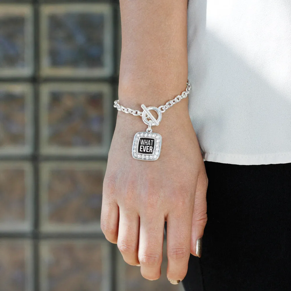 Silver Whatever Square Charm Toggle Bracelet