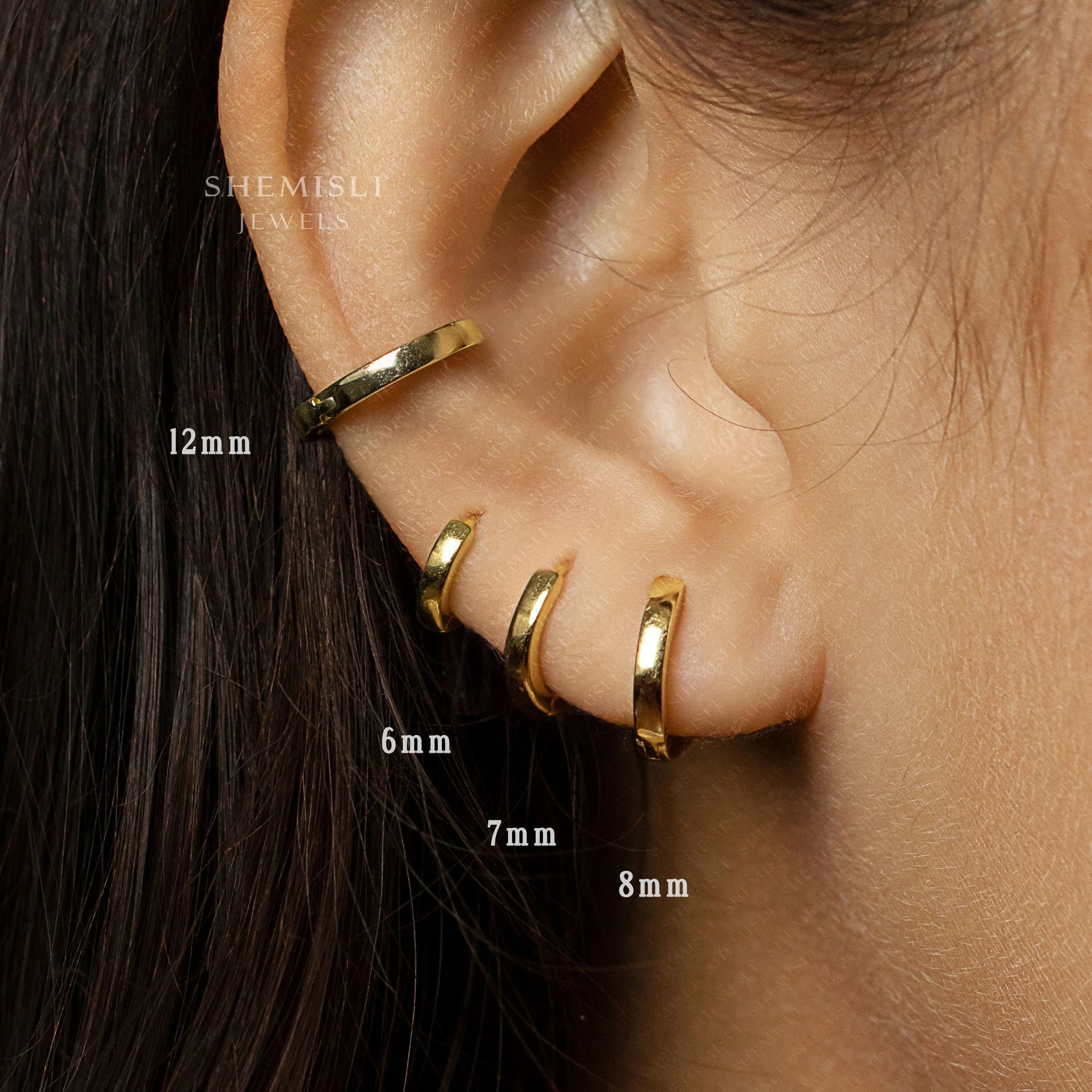 Simple Edged Conch Hoop Earrings, Unisex, Gold, Silver SHEMISLI SH013, SH014, SH015, SH016