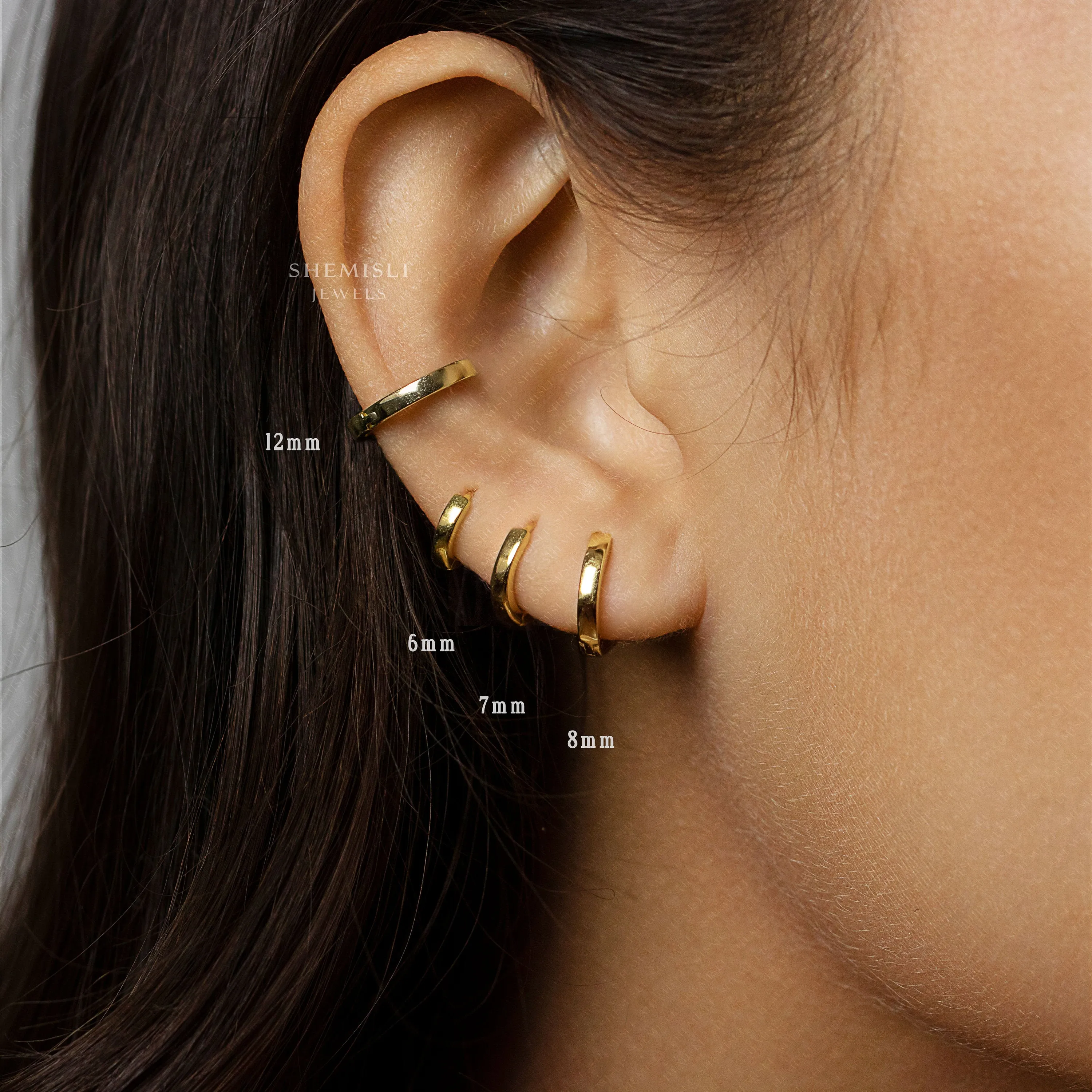 Simple Edged Conch Hoop Earrings, Unisex, Gold, Silver SHEMISLI SH013, SH014, SH015, SH016