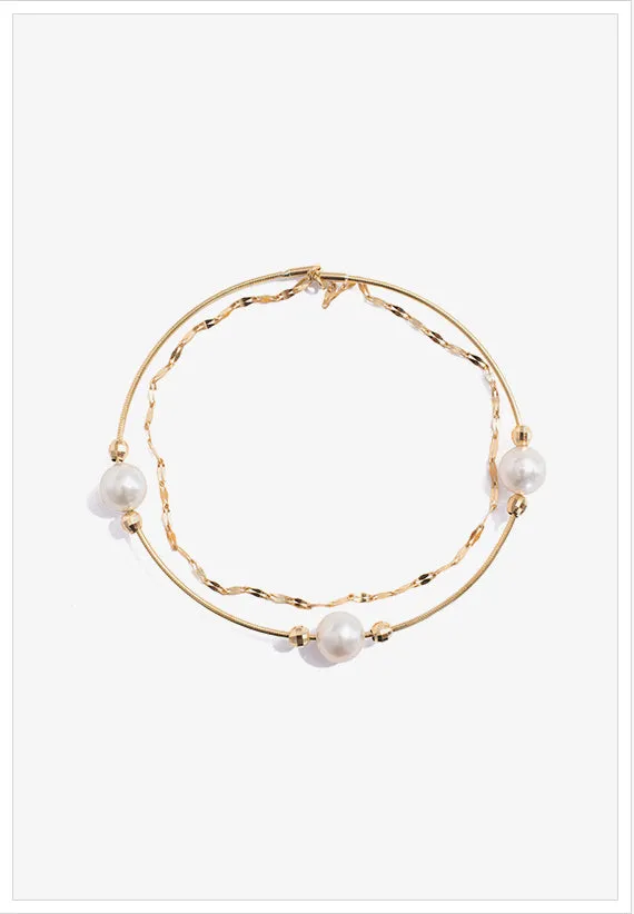 Snap On Gold and Akoya Pearl Bangle