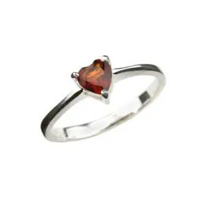 Solitaire Heart Shape Garnet Ring