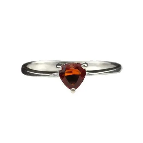 Solitaire Heart Shape Garnet Ring